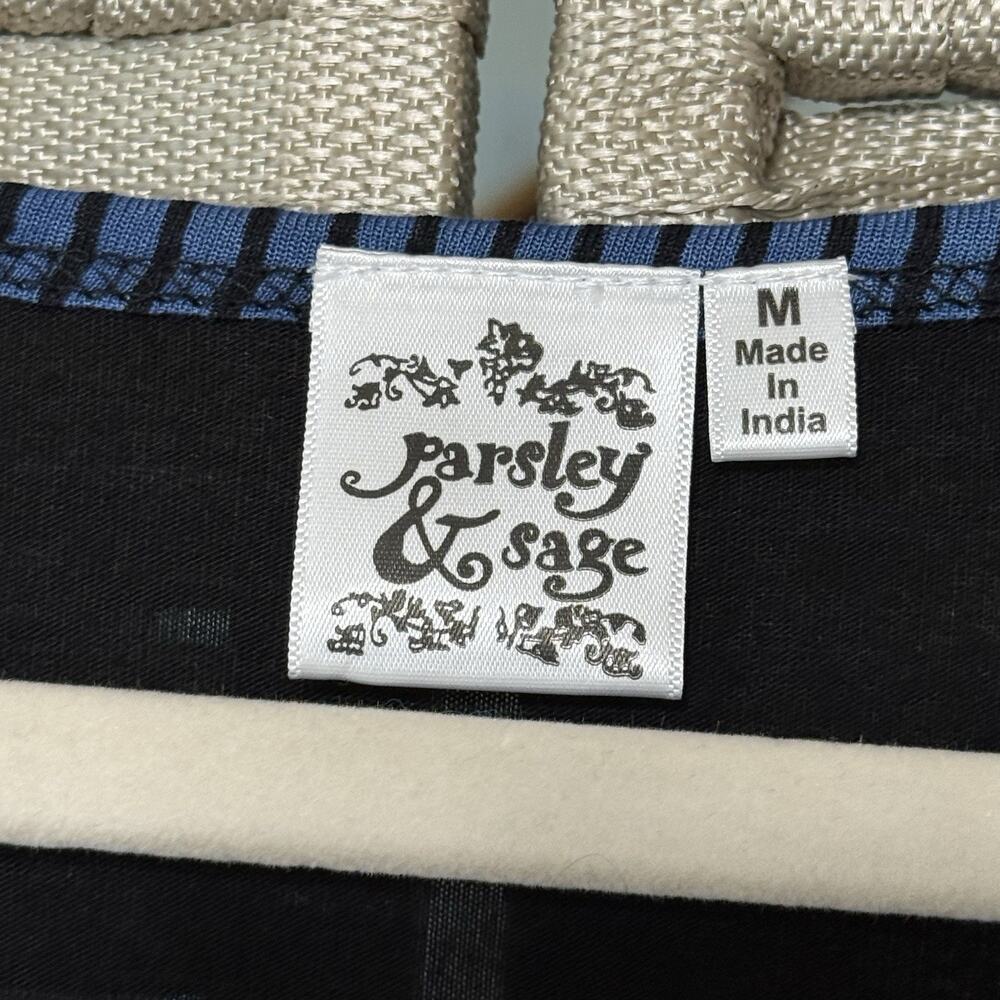 Parsley & Sage 3/4 Sleeve Knit Tunic Women’s M Blue Multi Media Patchwork Tee - Picture 6 of 8